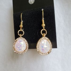 Womens shell and rhinestone hook earrings